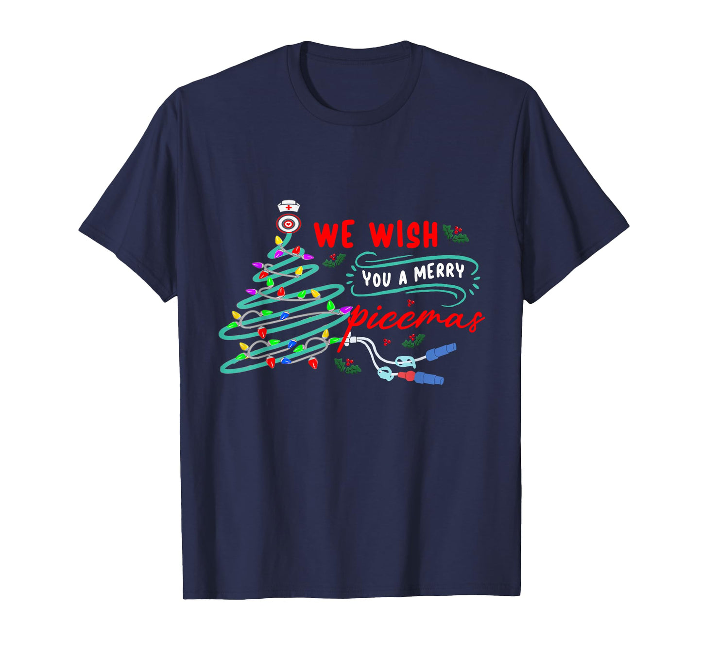 PICC Nurse Christmas ICU RN ER Nursing Xmas Pediatric T-Shirt