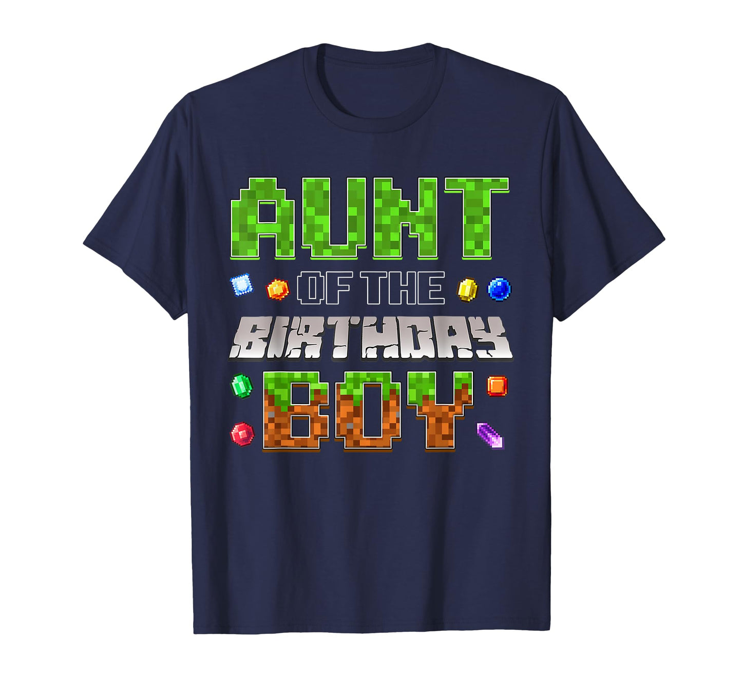Aunt Of The Birthday Boy Game Pixel Number Birthday Party T-Shirt