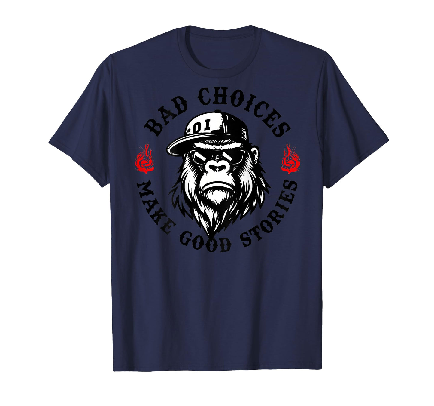 Bad Choices Make Good Stories Funny Monkey (On Back) T-Shirt