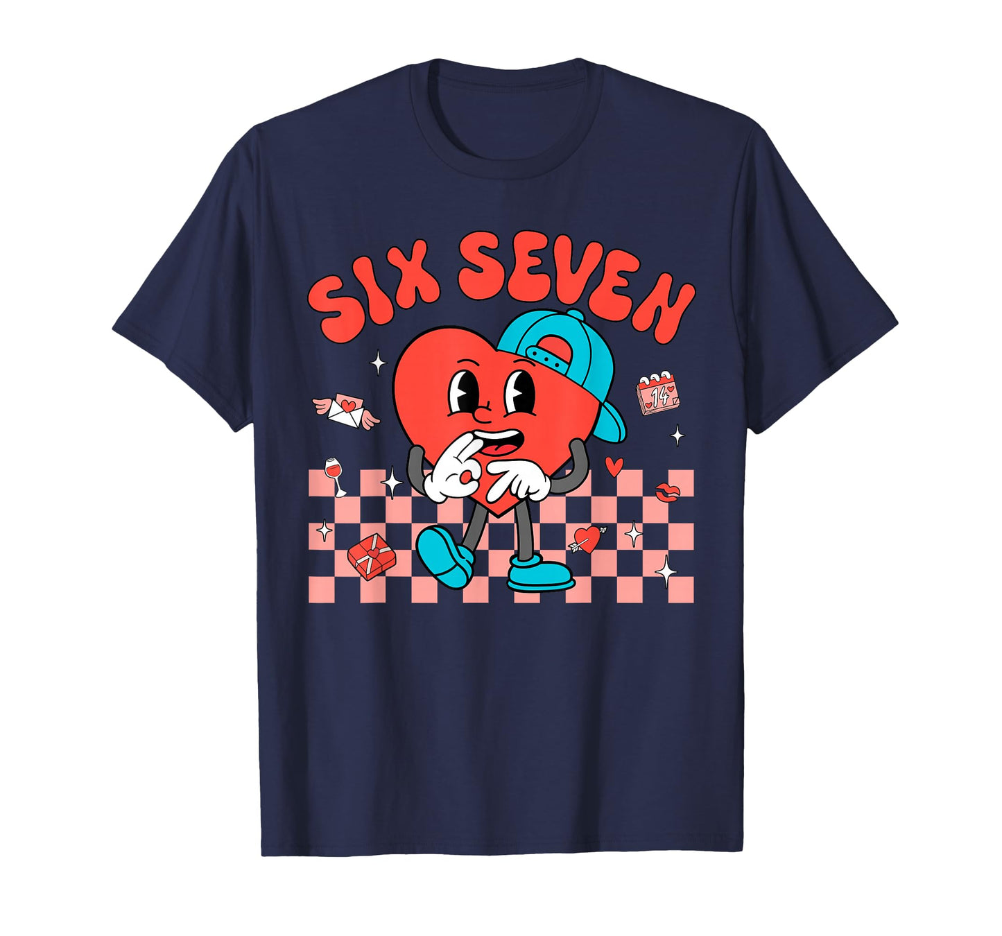 Valentine’s Day Funny 67 Meme Six Seven 6 7 Valentine Hearts T-Shirt