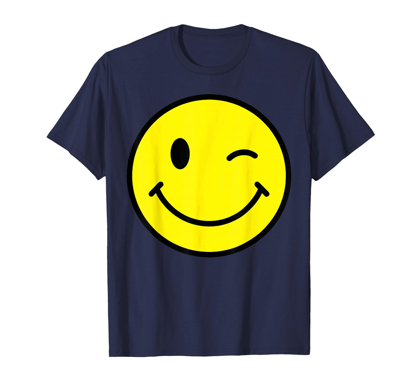 70s Yellow Smile Face Winking Happy Wink Smiling Funny Retro T-Shirt