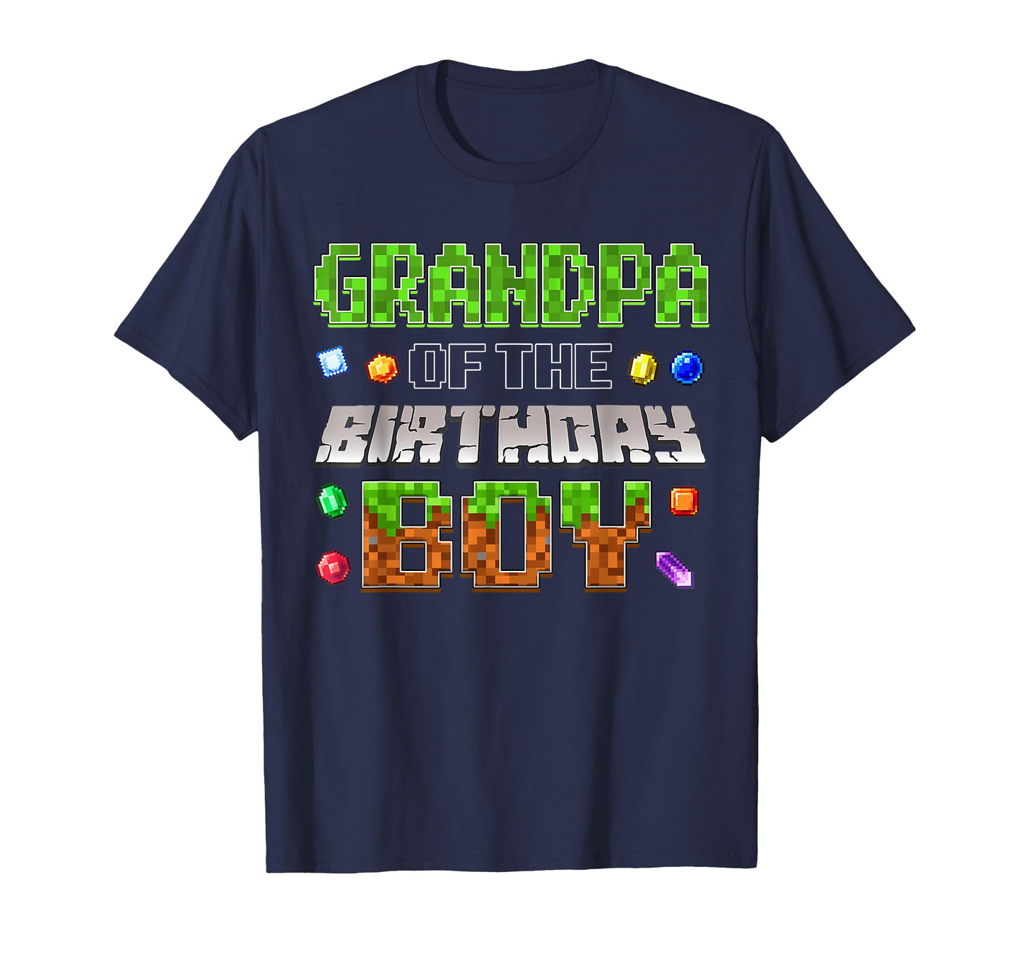 Grandpa Of The Birthday Boy Game Pixel Number Birthday Party T-Shirt