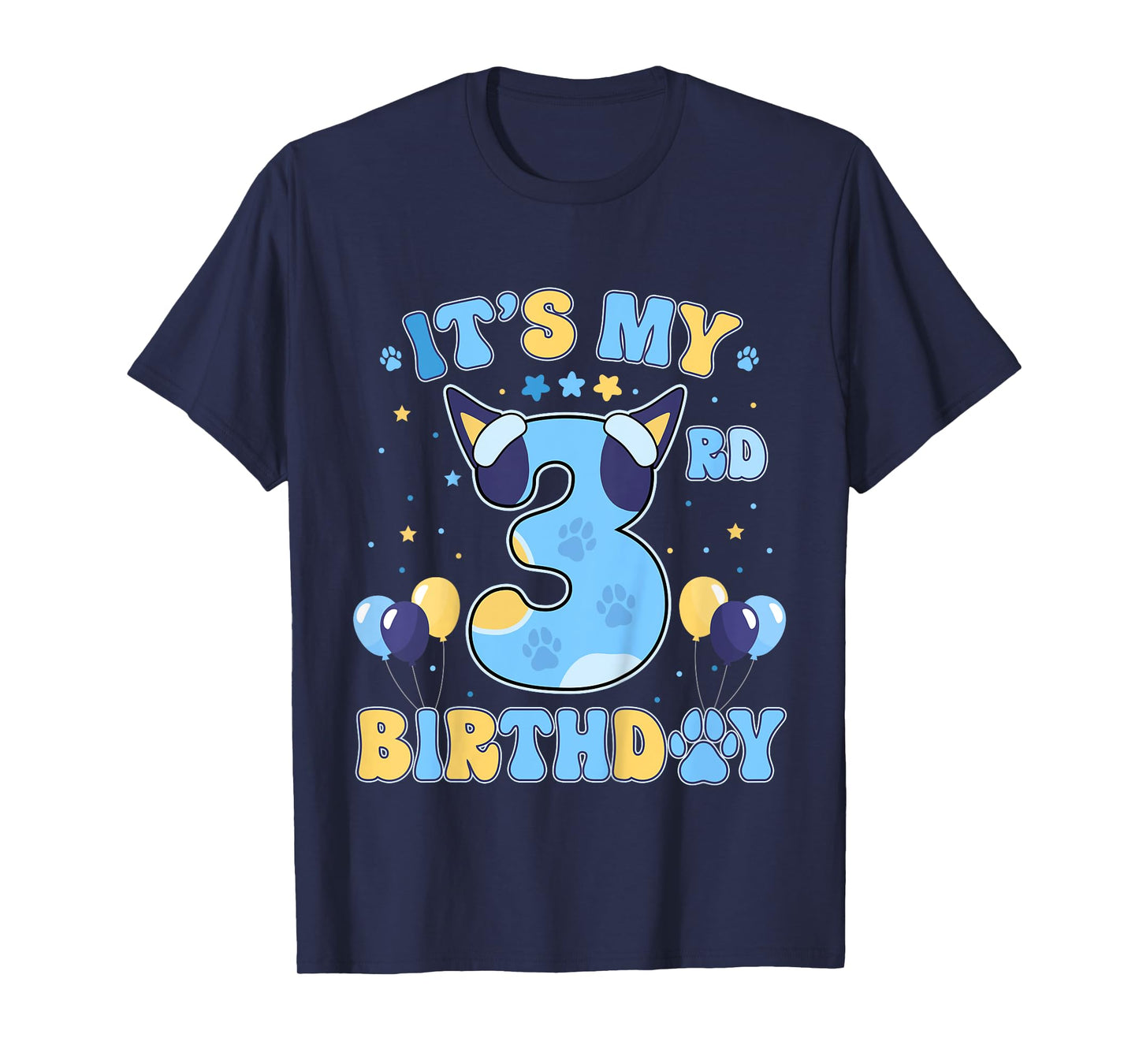 Kids Its my 3rd Birthday Boy Blue Dog Theme Party Cool 3 Year Old T-Shirt