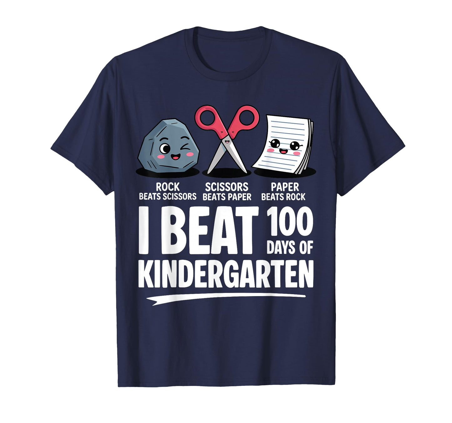 I Beat 100 Days of Kindergarten Rock Paper Scissors Kids T-Shirt