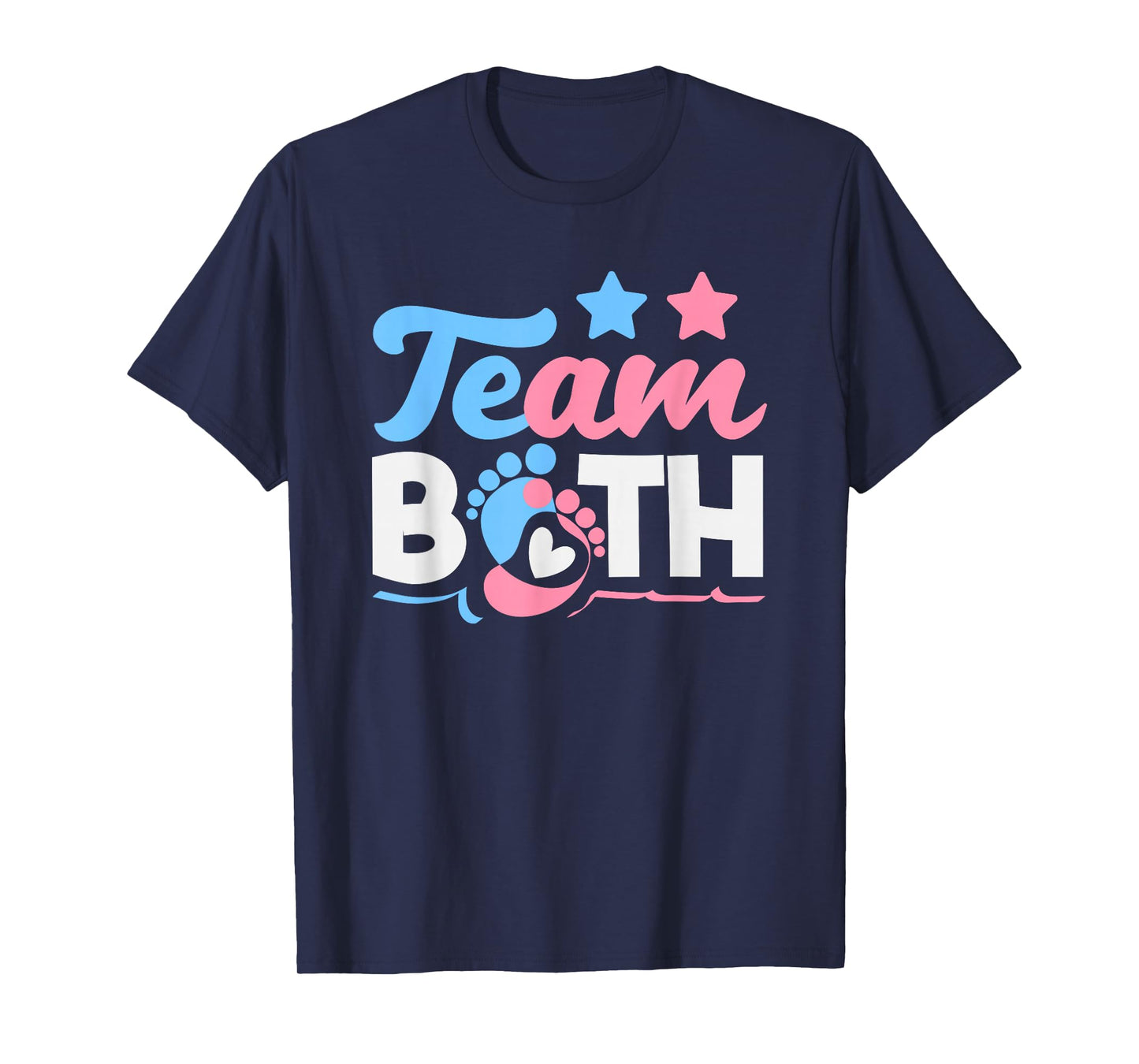 Team Both Twins Gender Reveal Party Pink Blue Footprints T-Shirt