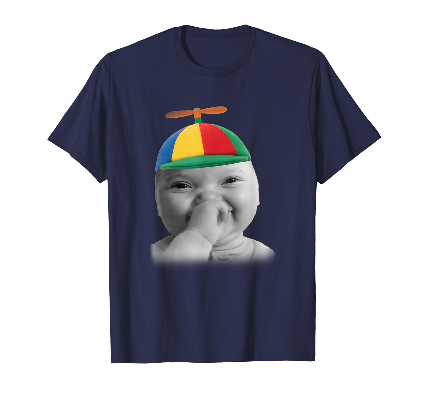 Tuff AI Niche Baby Holding Laugh Meme in Propeller Hat T-Shirt