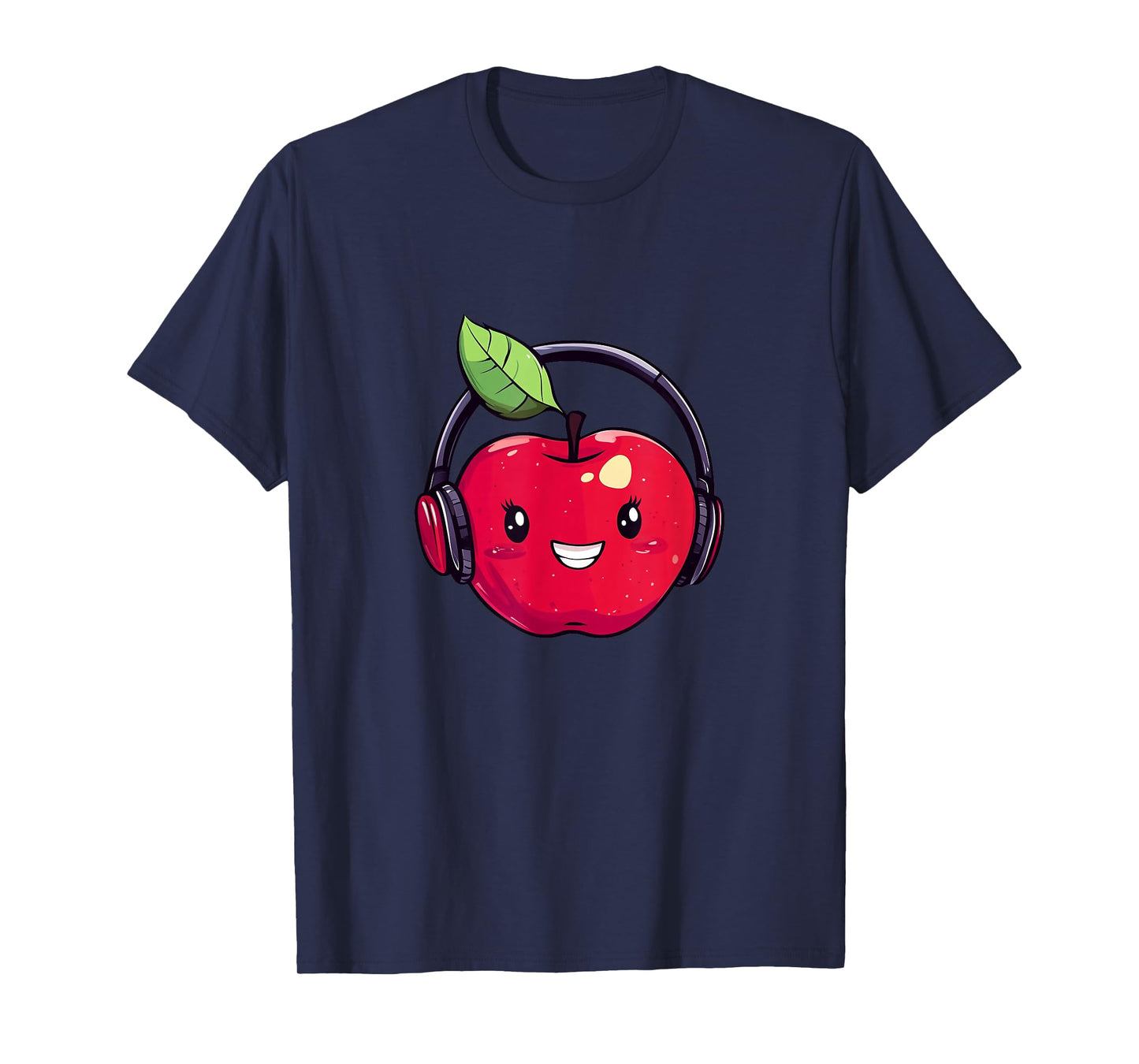 Cool Red Apple with Headphones for Boys and Girls T-Shirt