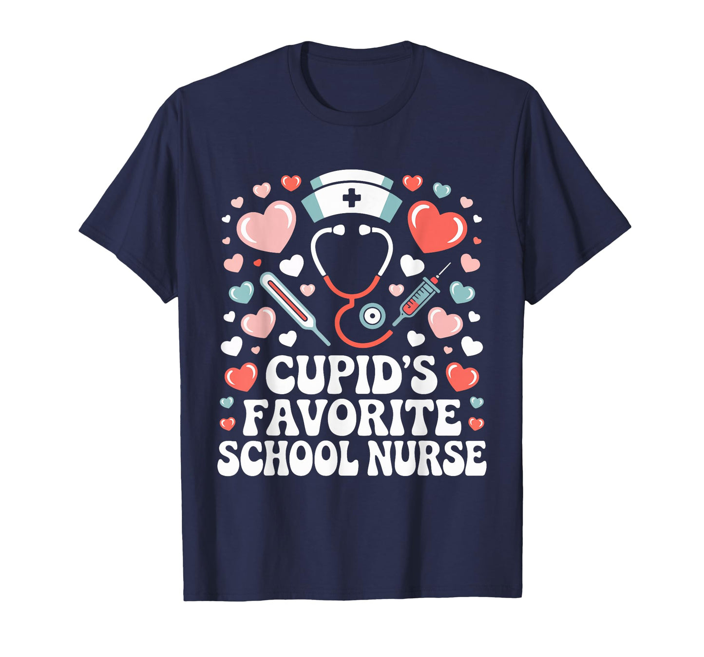 Cupid's Favorite School Nurse Valentines Day Hearts T-Shirt
