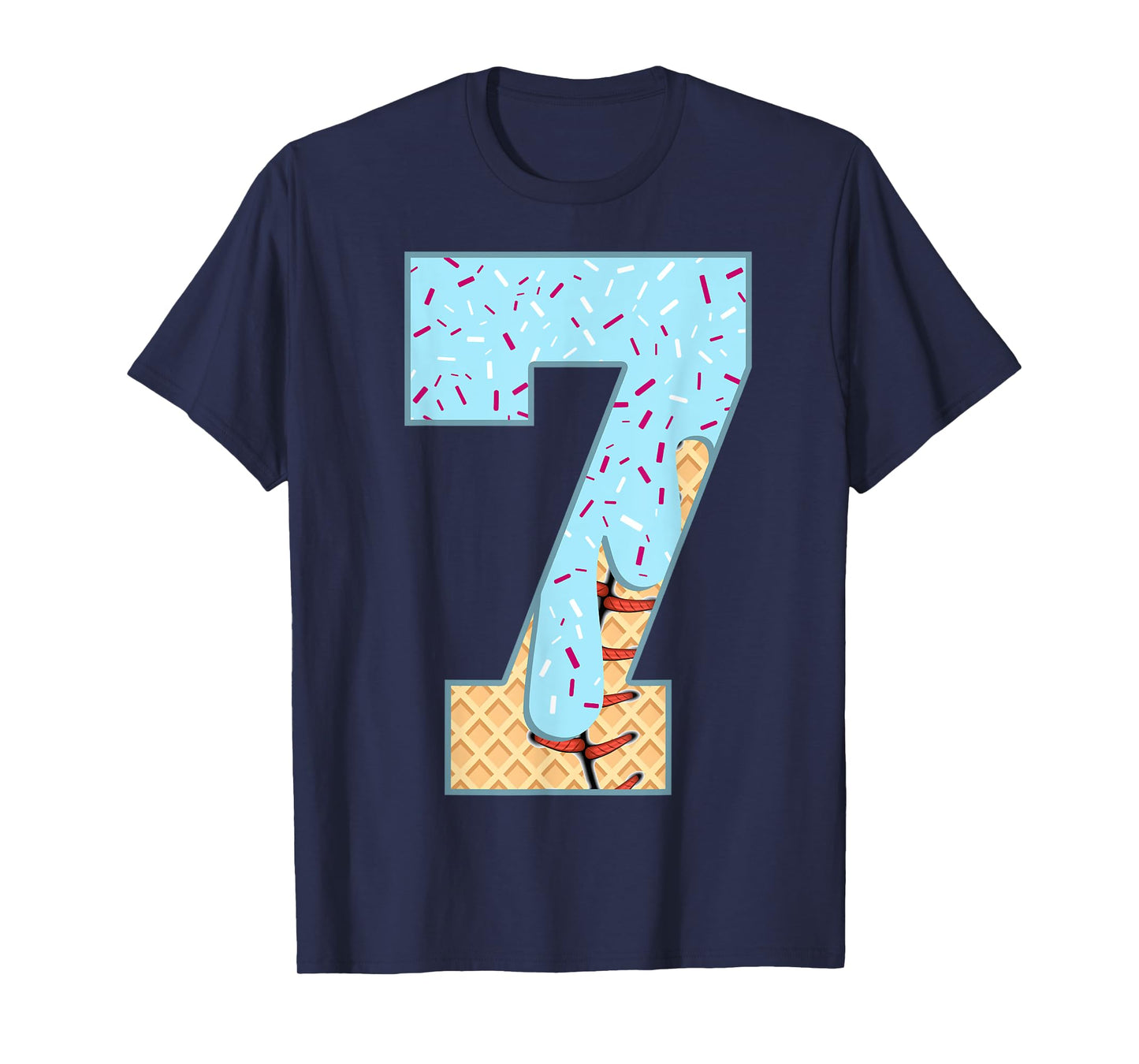 Baseball Drip 7 Year Old Ice Cream Drip Boys 7th Birthday T-Shirt