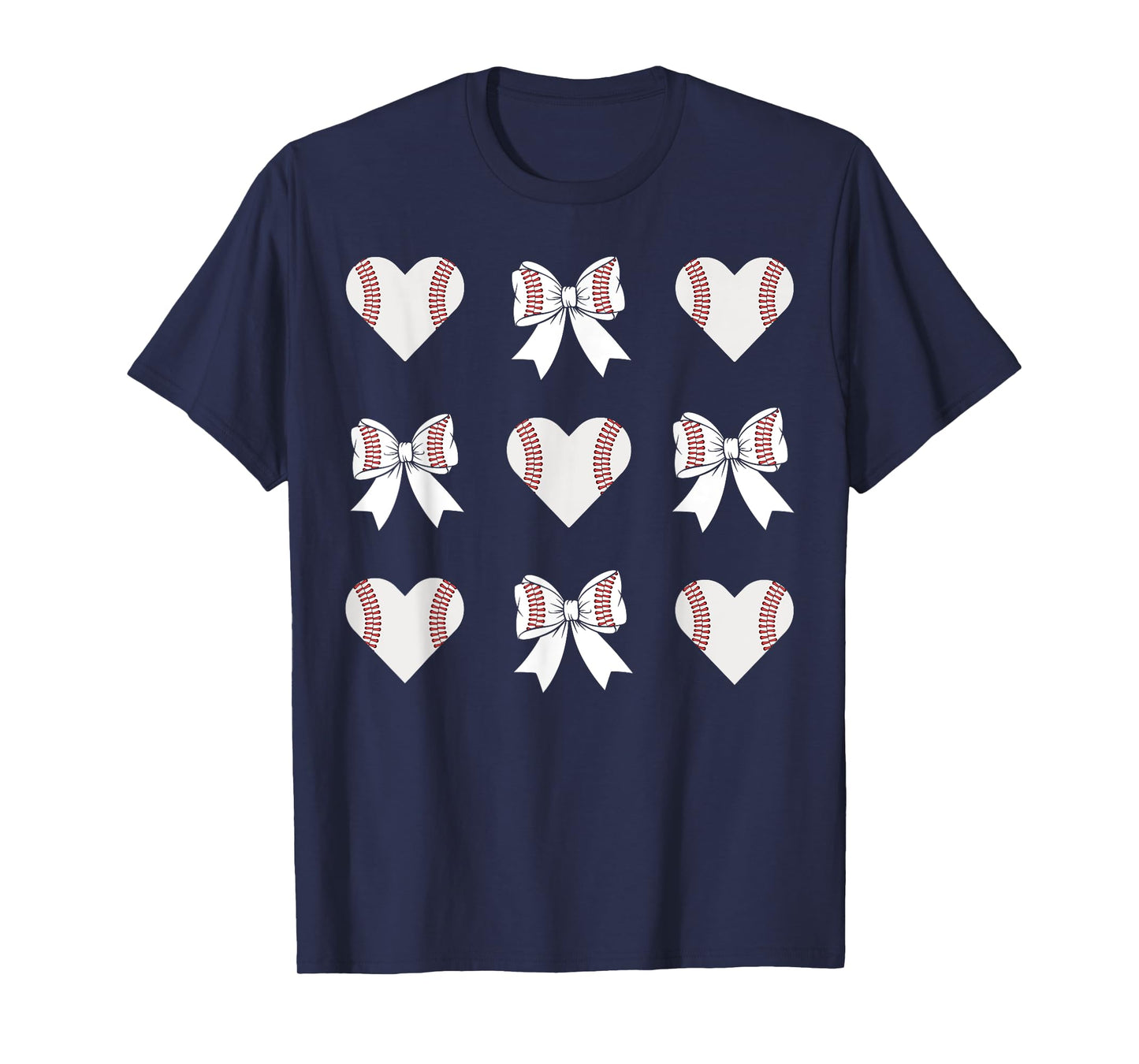 Baseball Mom Heart with Coquette Bow Mother's Day T-Shirt