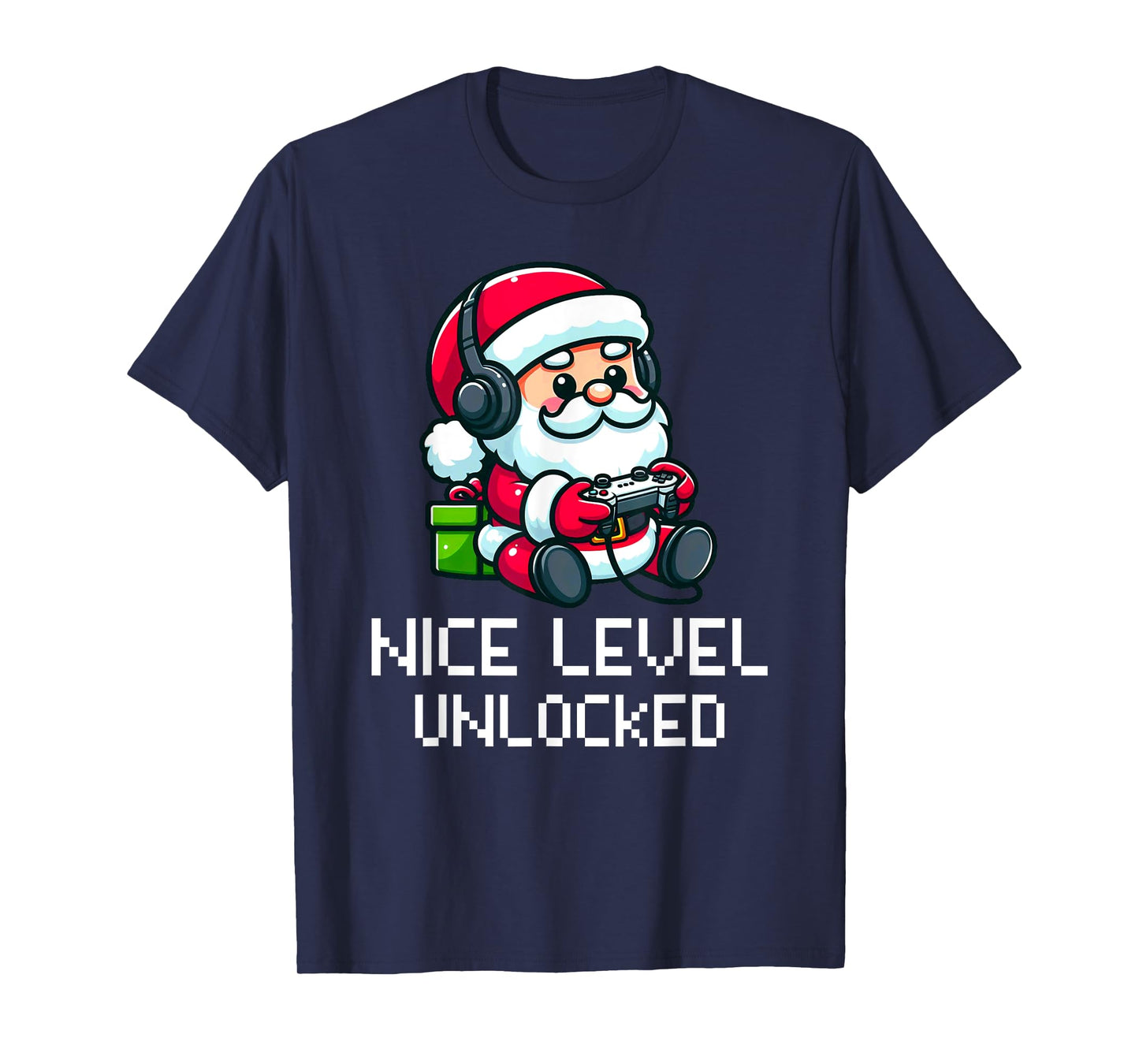 Santa Claus Playing Video Game Funny Nice Level Unlocked T-Shirt