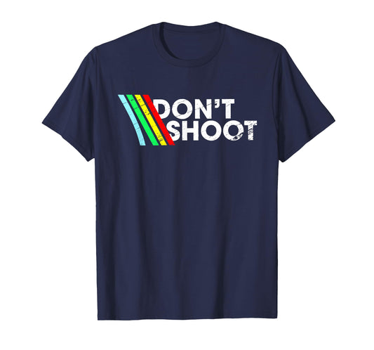 Don't Shoot Retro Graphic Color Stripes T-Shirt