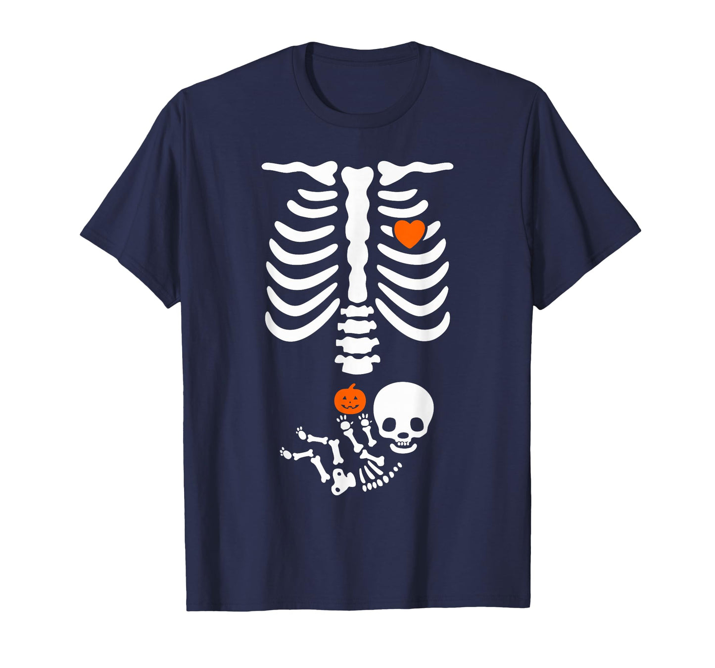 Halloween Skeleton Baby Rib Cage Pregnant Pumpkin New Mom T-Shirt