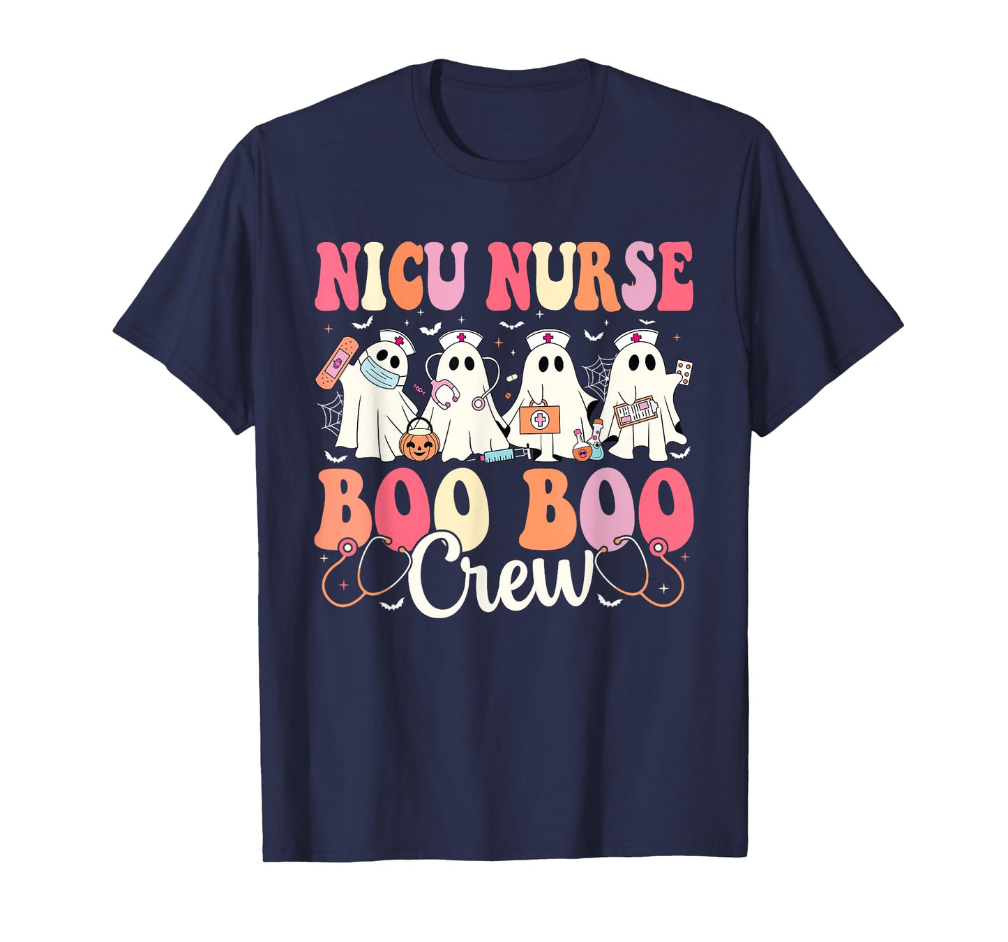 NICU Nurse Boo Boo Crew Ghost NICU Nurse Halloween Costume T-Shirt