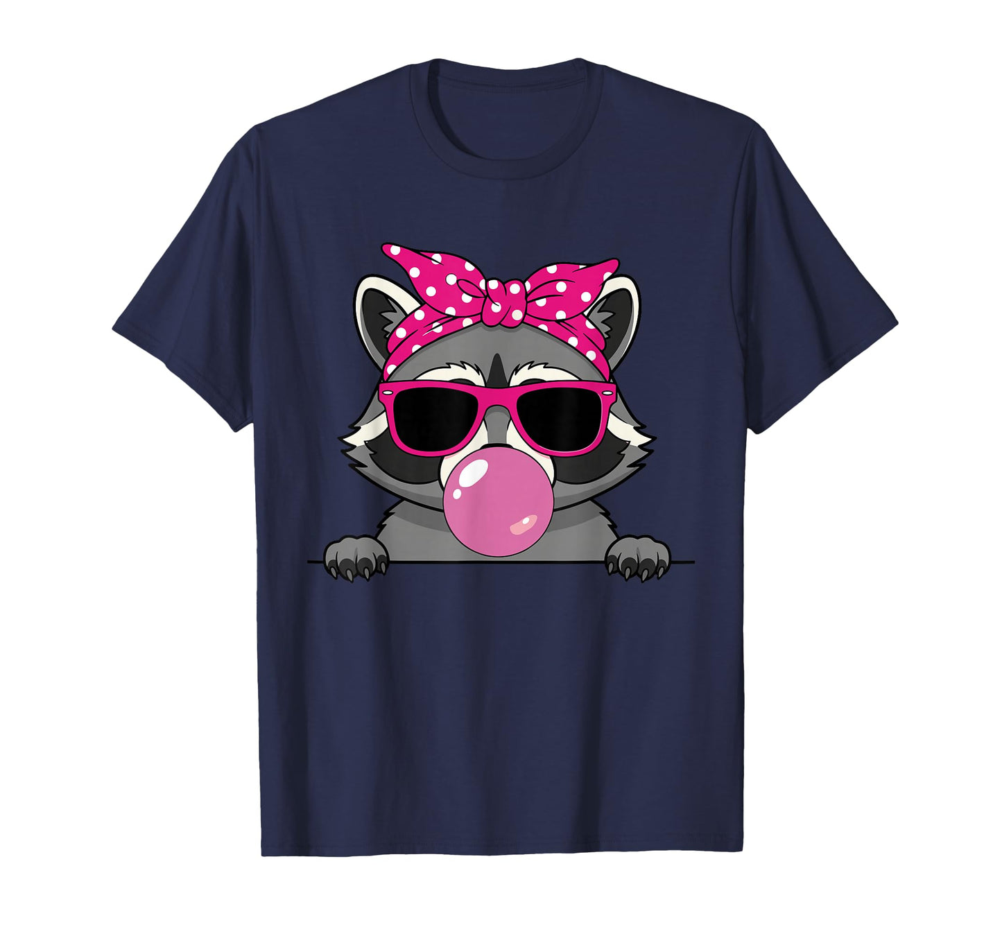Raccoon Kawaii Girl Pink Bandana Funny Raccoon Bubblegum T-Shirt