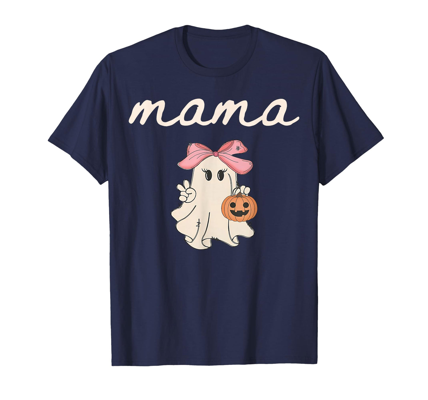 Mama Ghost Boo One Spooky Mom First Halloween Birthday Boy T-Shirt