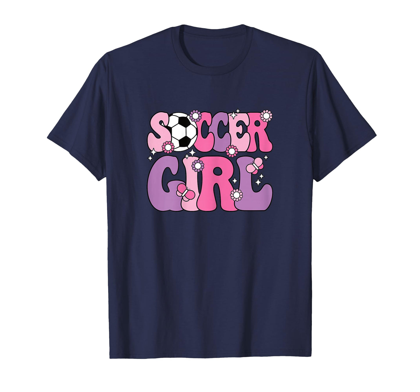 Soccer Girl Cute Groovy Soccer Lover Women Girls Kids T-Shirt