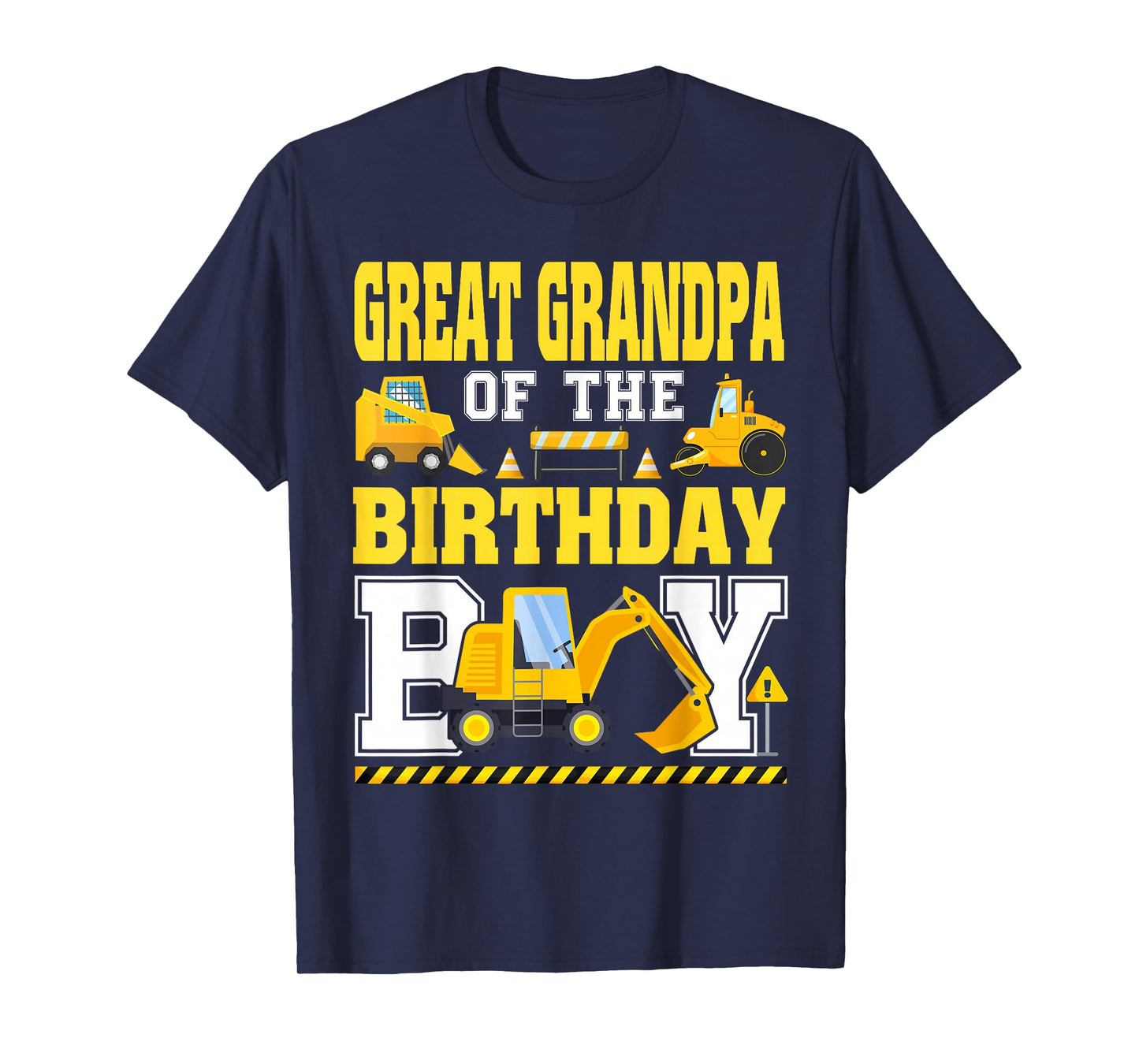 Great Grandpa of The Birthday Boy Excavator Construction T-Shirt