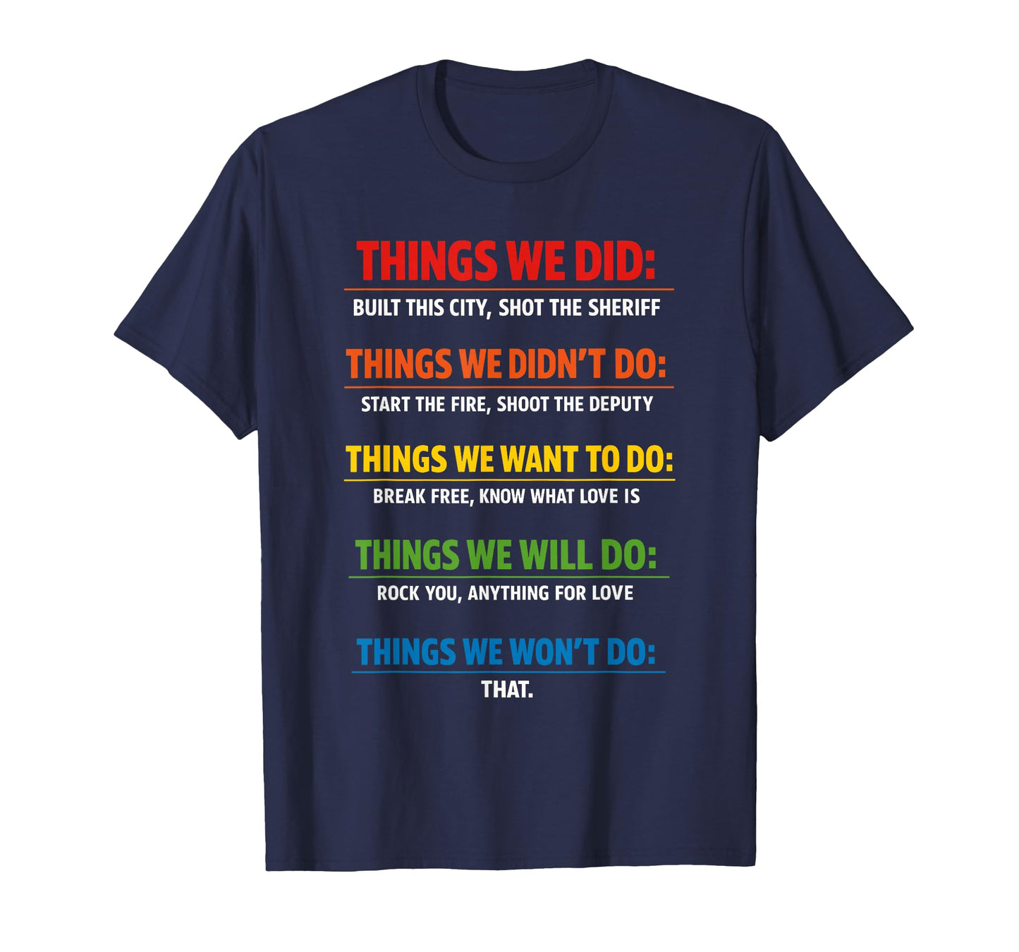 Things We Did T Music Song Lyrics Retro Vintage T-Shirt