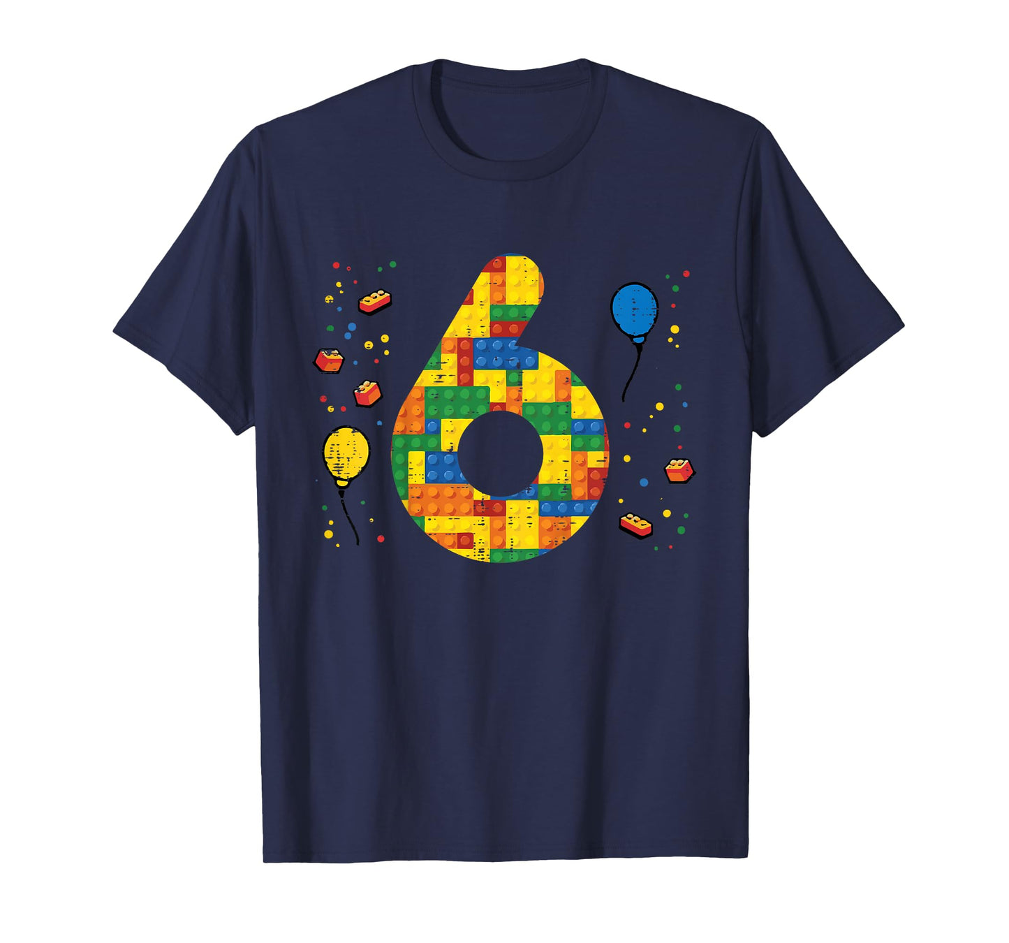 6th Birthday Blocks Building Bricks 6 Year Old Boys Kids T-Shirt