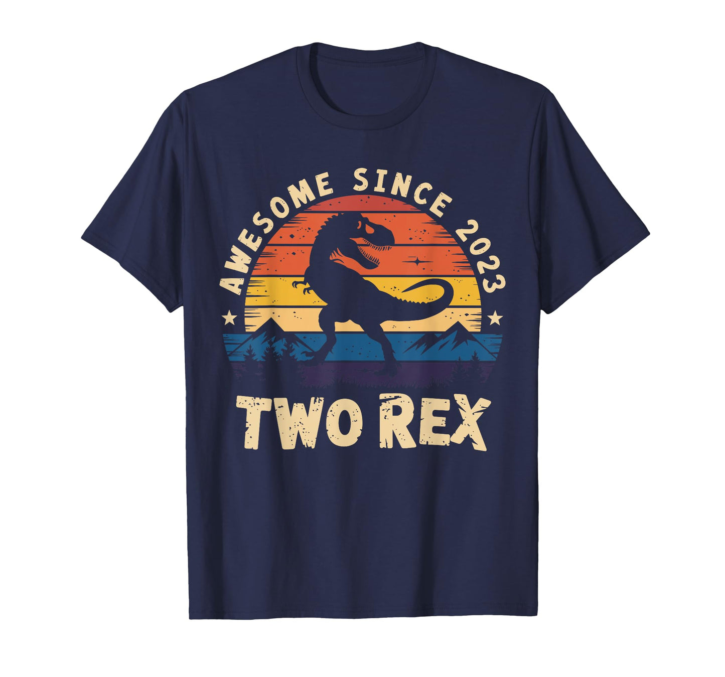 Two Rex 2nd Birthday Bday Boys Second Dinosaur 2 Year Old T-Shirt