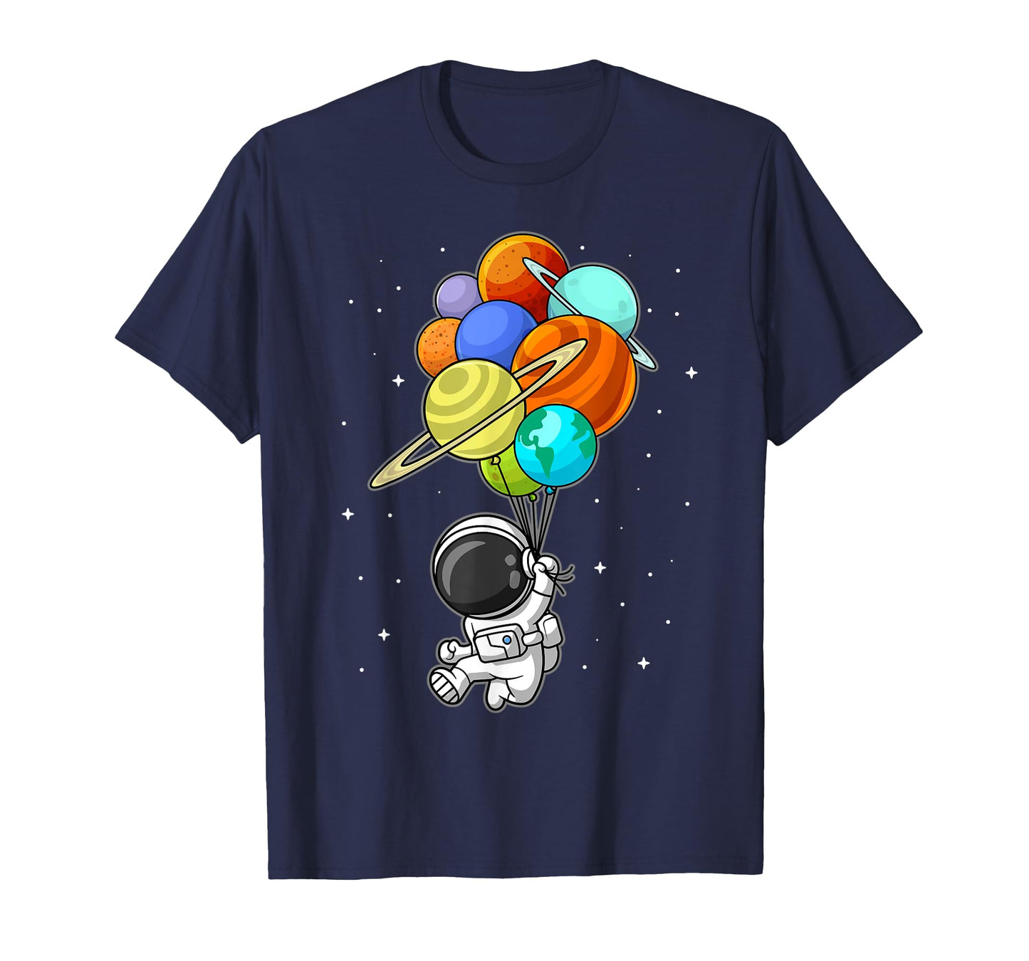 Astronaut Holding Planet Balloons Solar-System Space Kids T-Shirt