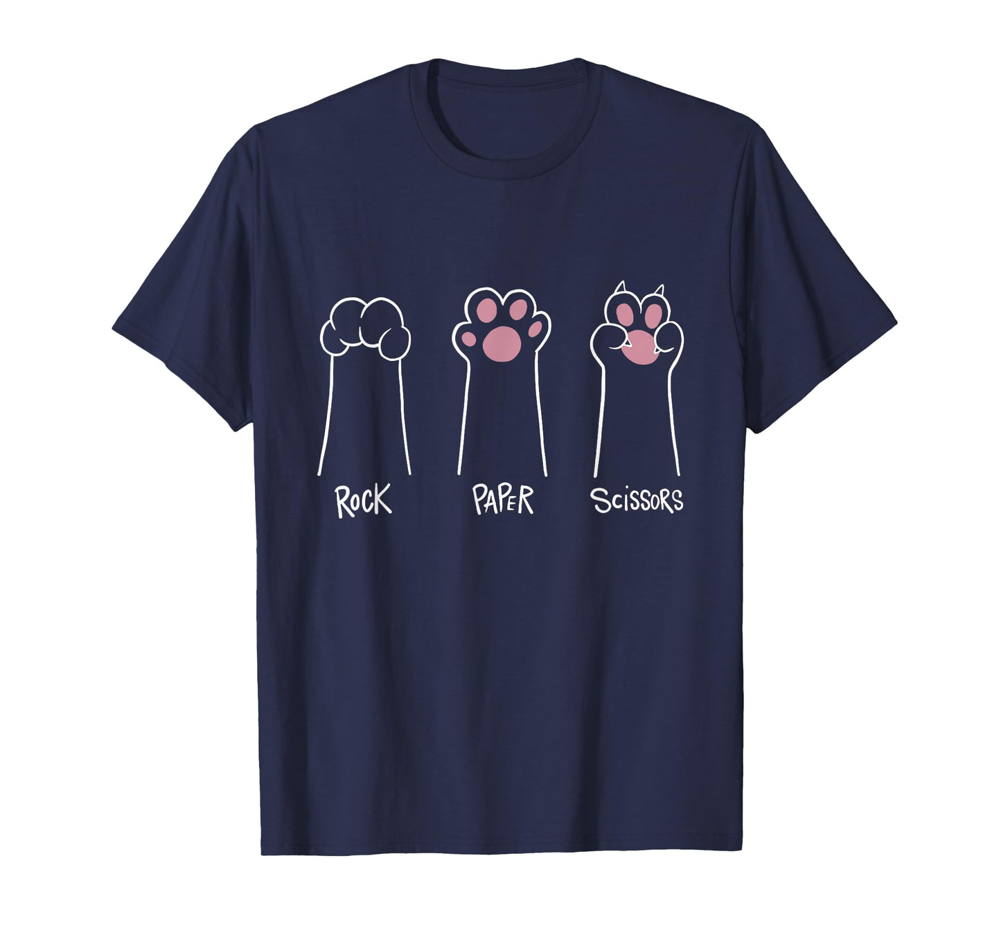 Cute Paw Funny Cat Rock Paper Scissors Hand Game T-Shirt