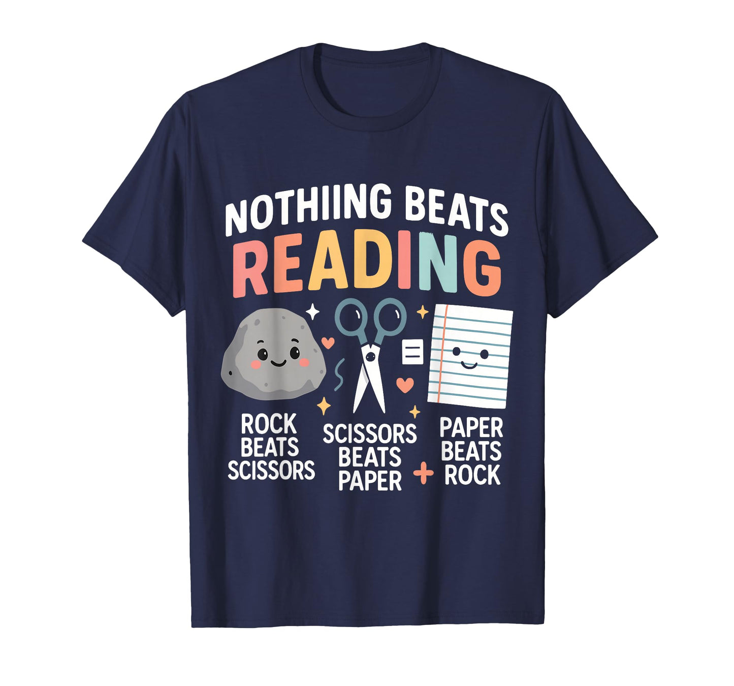 Nothing Beats Reading Rock Paper Scissors Funny Book Lover T-Shirt