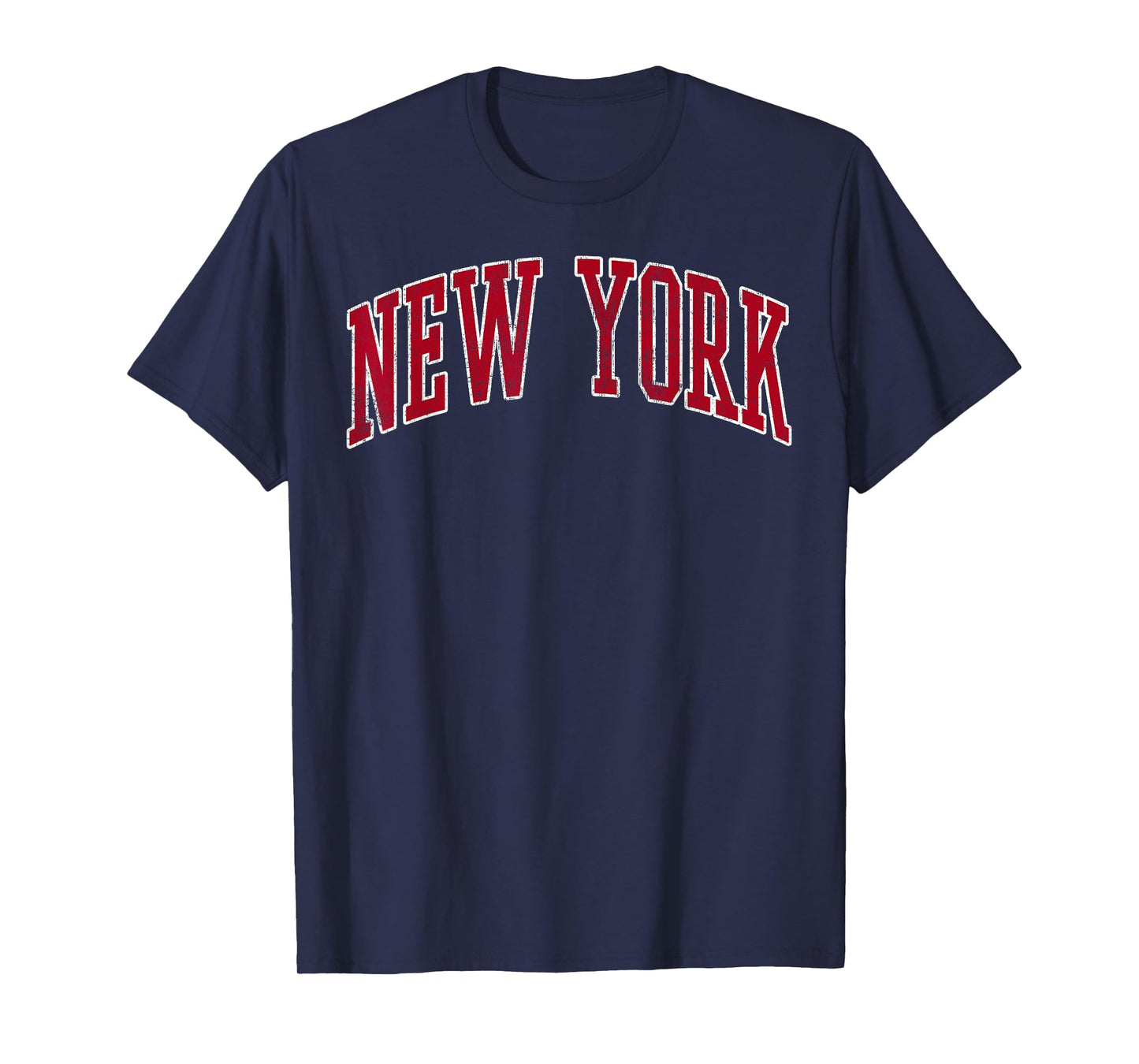 New York Vintage Preppy Varsity Sports Design Red Text T-Shirt