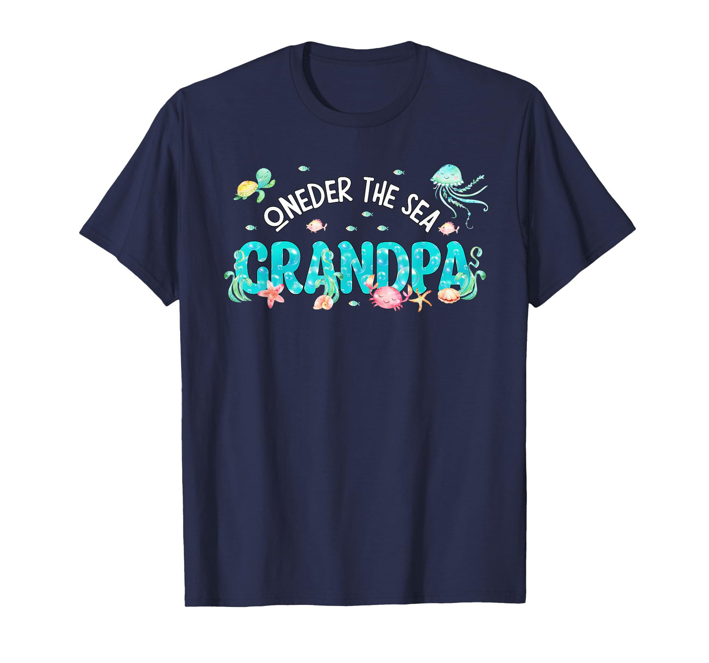 Mens Under Sea Grandpa Birthday Girl Boy Matching Family Party T-Shirt