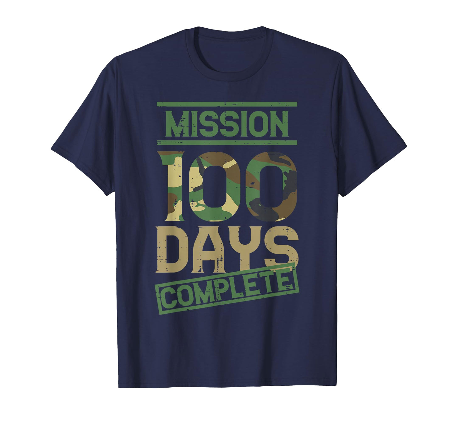 Mission 100 Days of School Complete Camo 100th Day Boys Kids T-Shirt