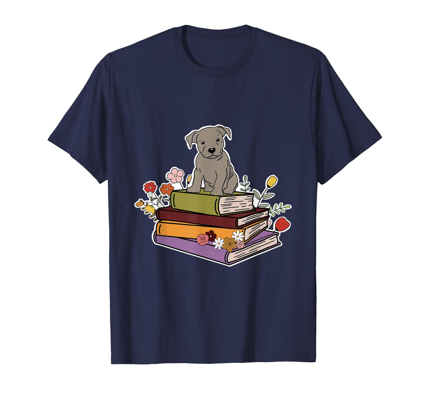 Puppy on Top of Stack of Books T-Shirt