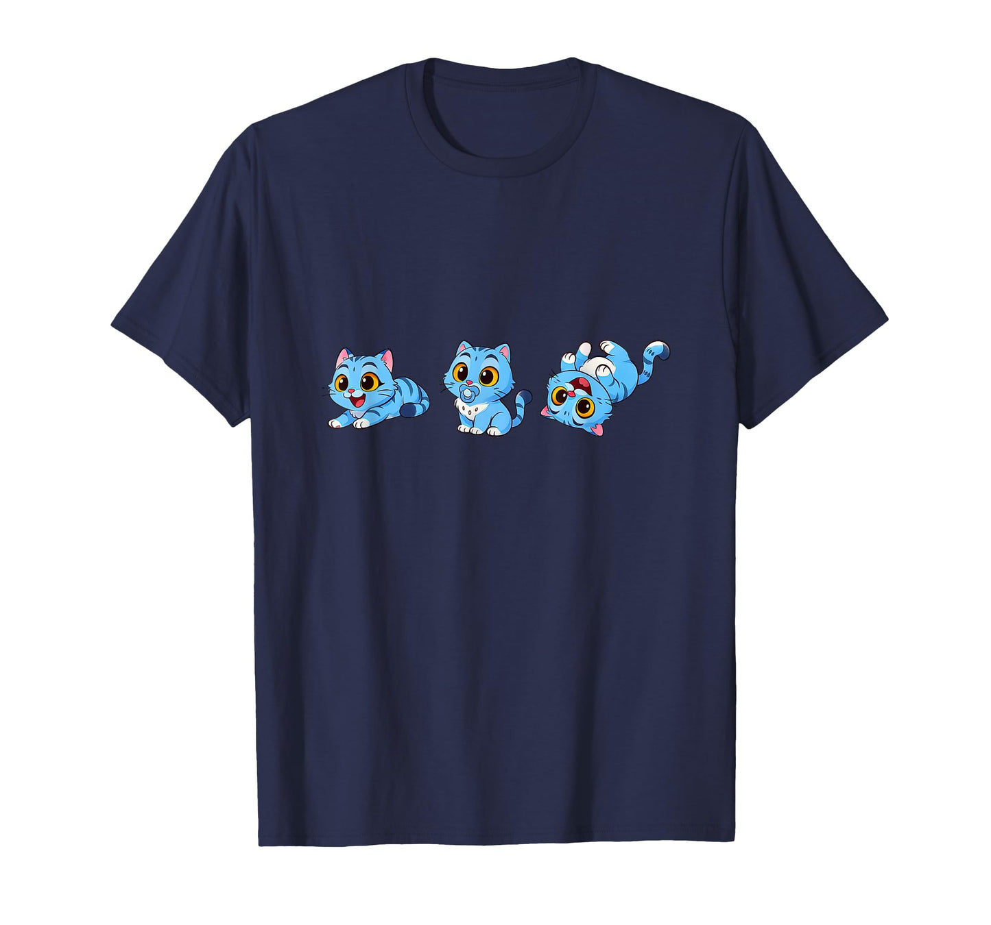Cute k-pop Blue Tigers Playing Funny Cartoon Graphic Design T-Shirt