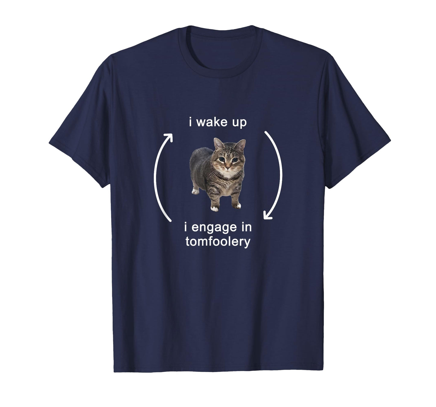 I Wake Up I Engage In Tomfoolery Silly Cat Meme T-Shirt