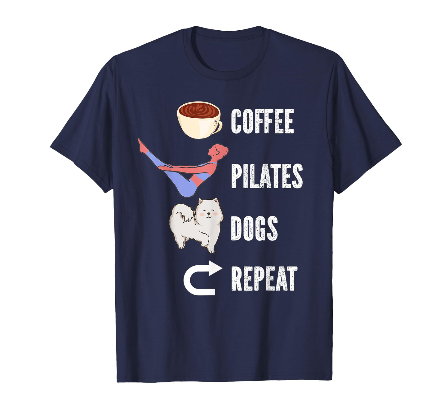 Coffee Pilates Dogs Repeat Design For Dog And Pilates Lovers T-Shirt for Men Women Girls Kids
