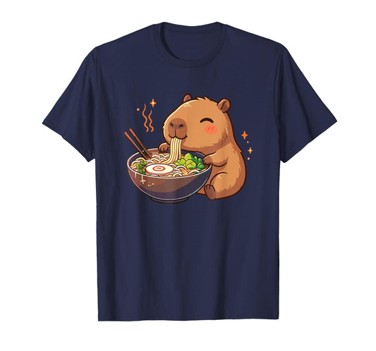 Capybara with Noodles Ramen Kawaii Capybara T-Shirt