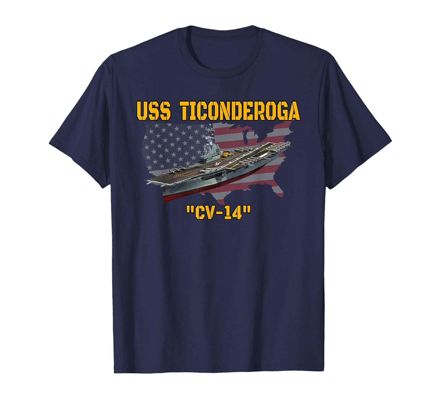 Aircraft Carrier USS Ticonderoga CV-14 Veterans Day Fathers T-Shirt