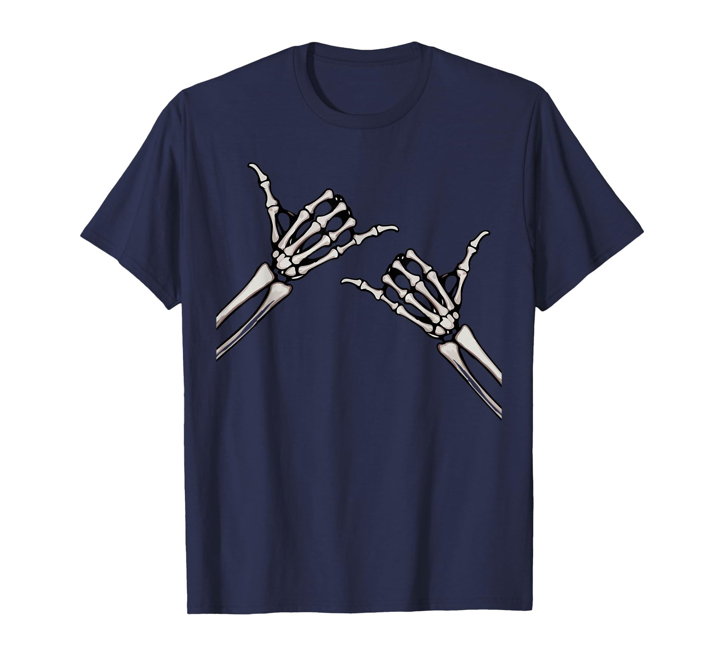 Skeleton Hands Shaka Sign Retro Halloween Costume Men Women T-Shirt