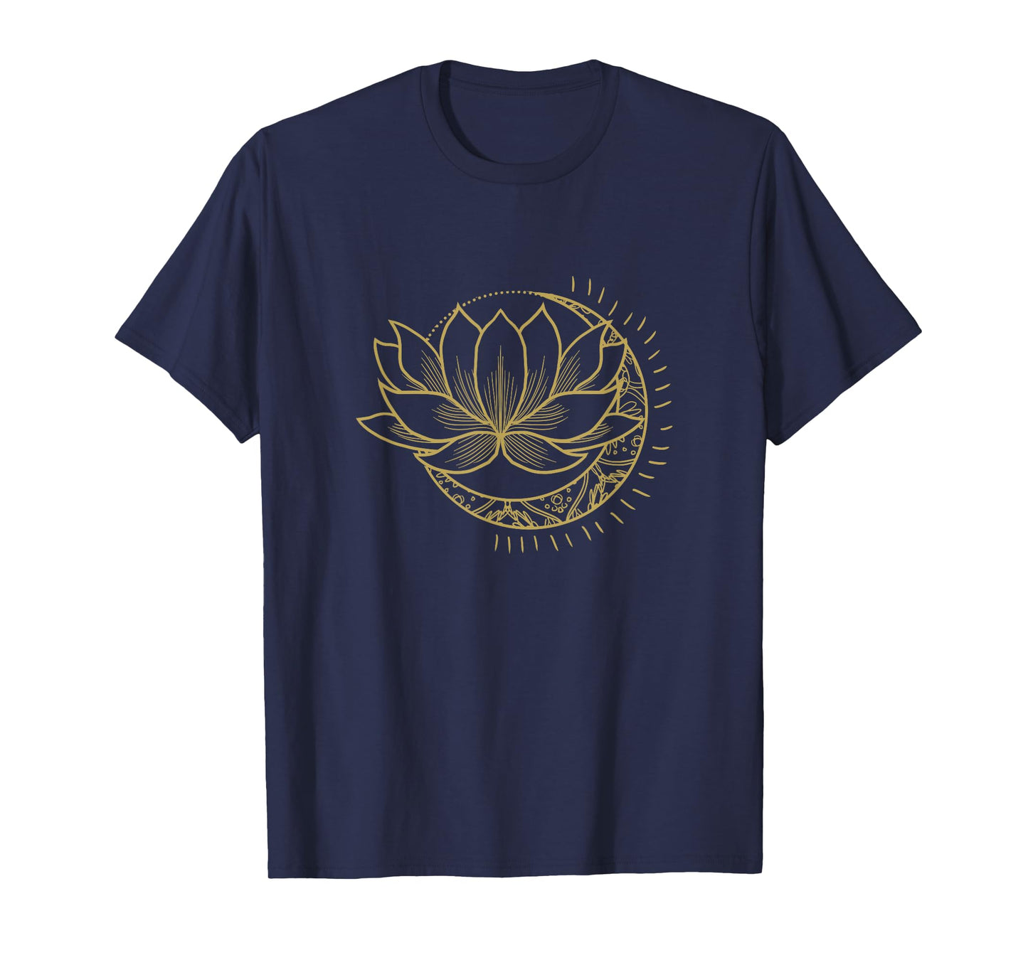 Minimal Crescent Moon Lotus Flower Space Yoga Meditation Art T-Shirt