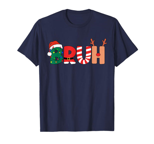 Bruh Christmas Shirt Teens Boys Xmas Kids Funny Christmas T-Shirt