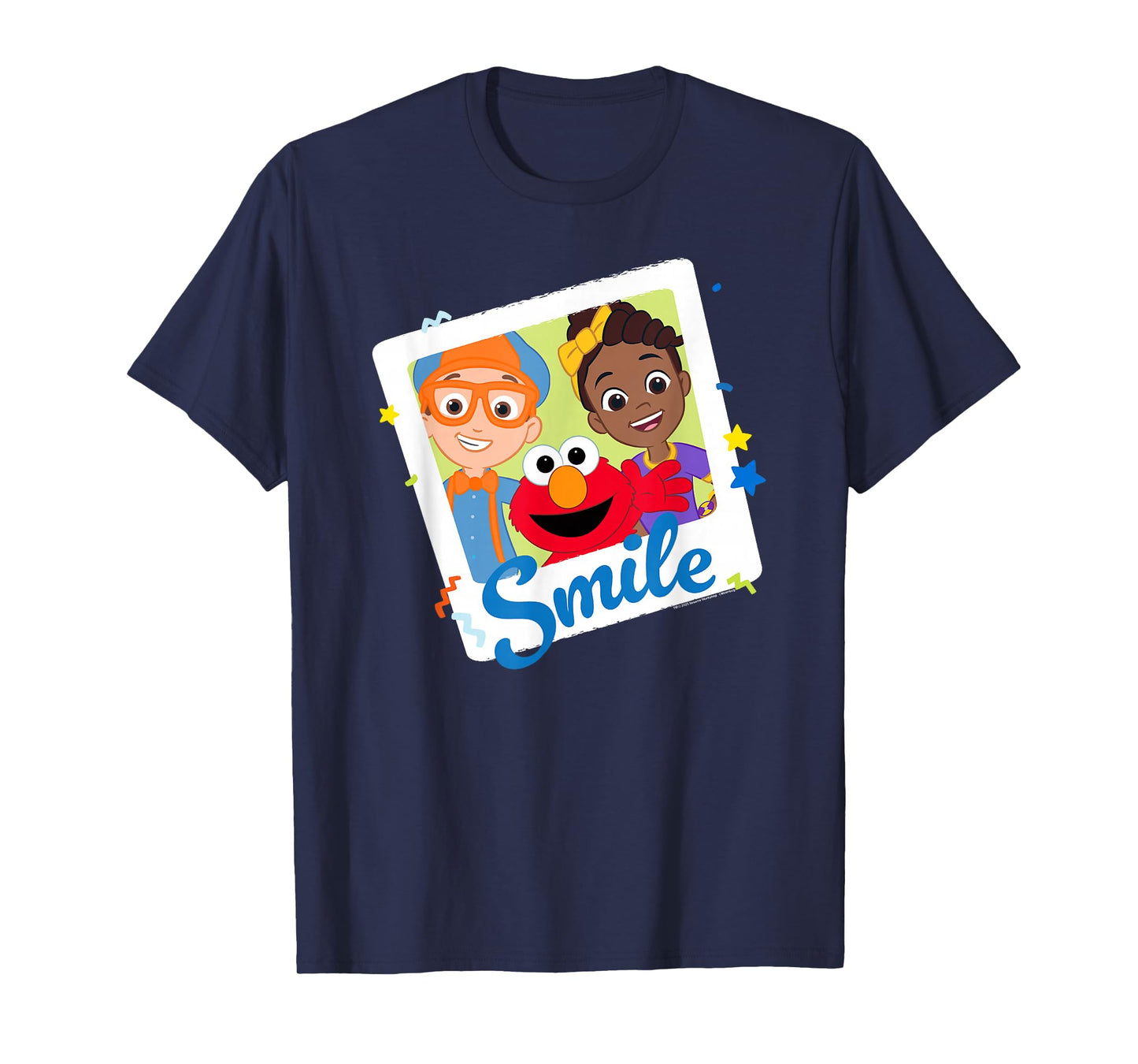 Blippi Sesame Street Smile Blippi Elmo & Meekah Polaroid T-Shirt