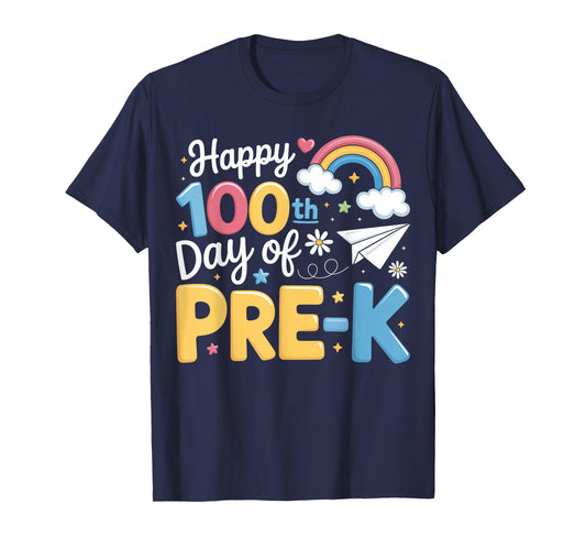 Happy 100th Day of Pre-K Teacher Boys Girls 100 Days School T-Shirt