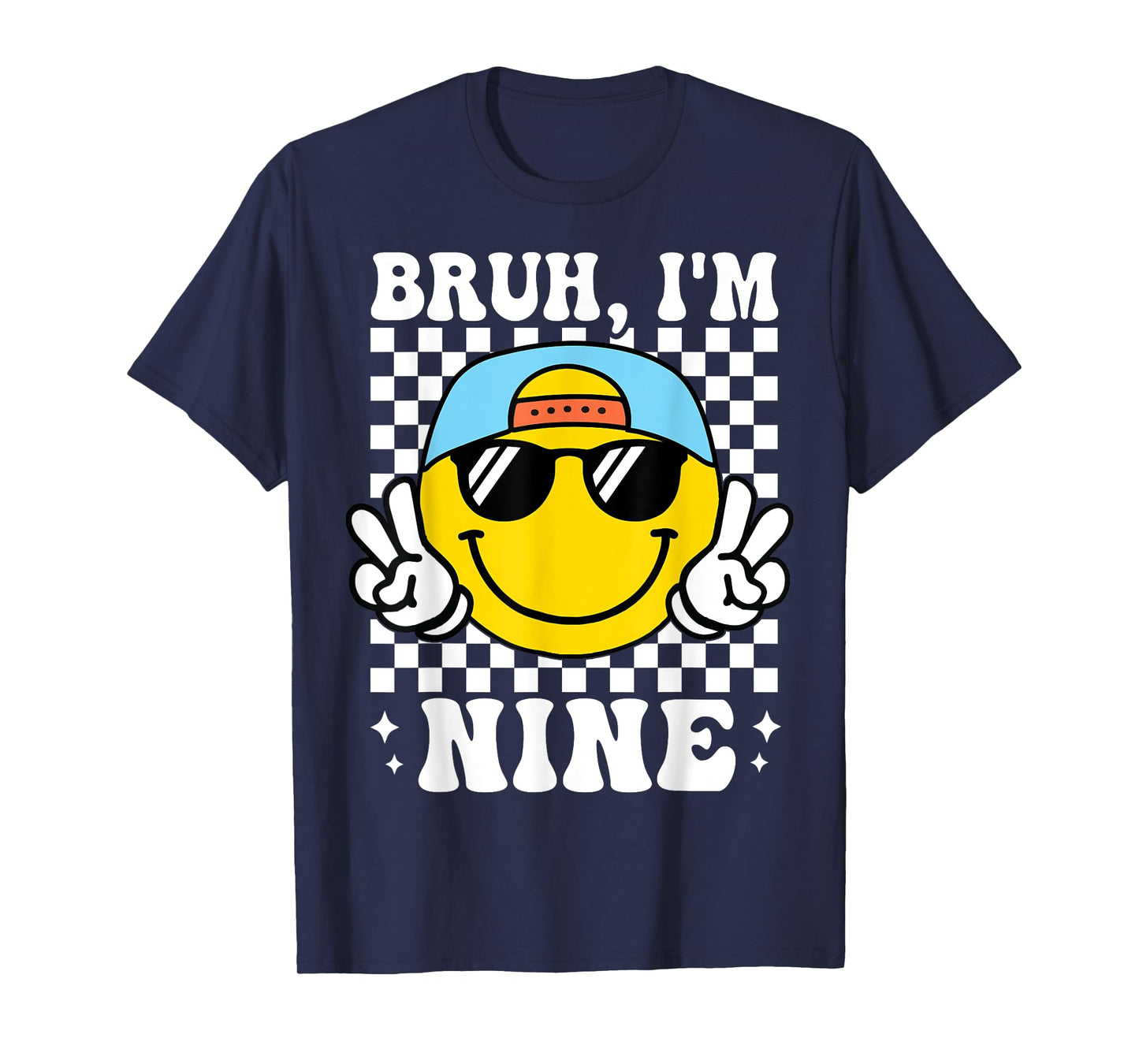 Bruh I'm Nine 9 9th Birthday Groovy Boys Girls 9 Years Old T-Shirt
