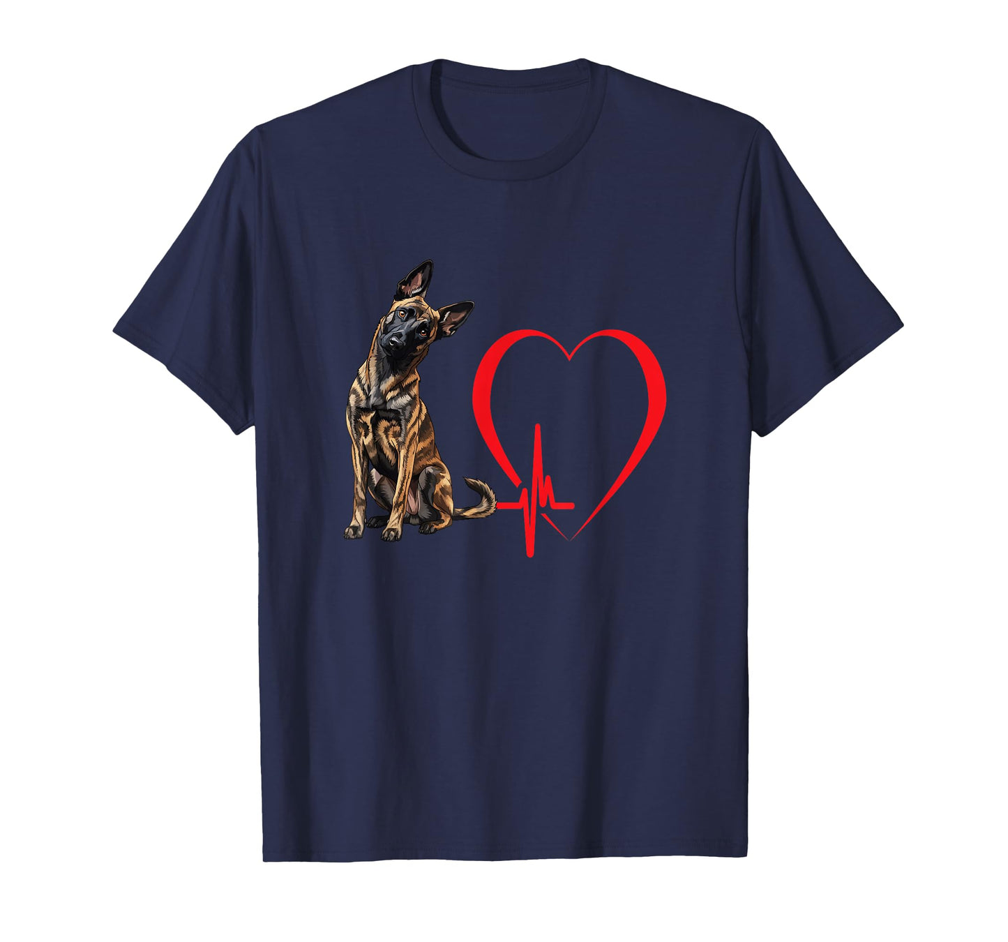 Dutch Shepherd Heartbeat EKG Funny Dog Owner Art T-Shirt