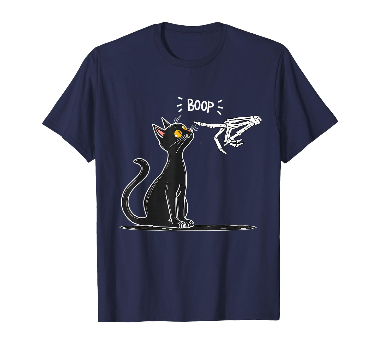 Black Cat Skeleton Hand Boop Halloween T-Shirt
