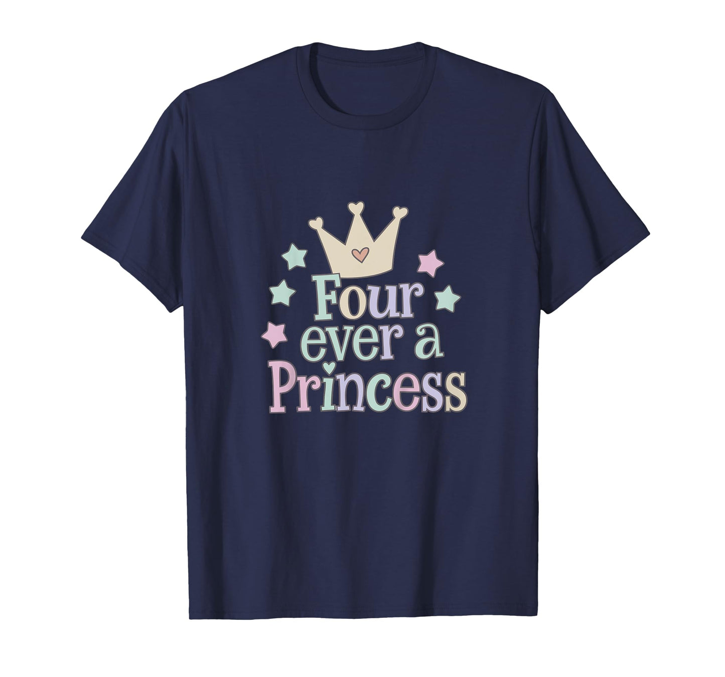 4th Birthday Girl Princess Four Age 4 Year Old Kids Party T-Shirt
