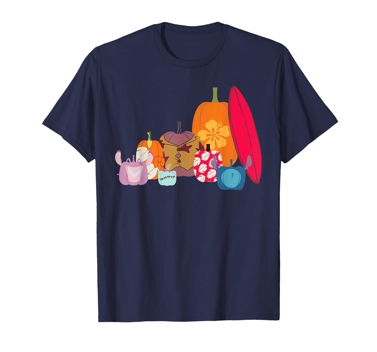 Disney Lilo & Stitch Characters Halloween Pumpkin Group T-Shirt