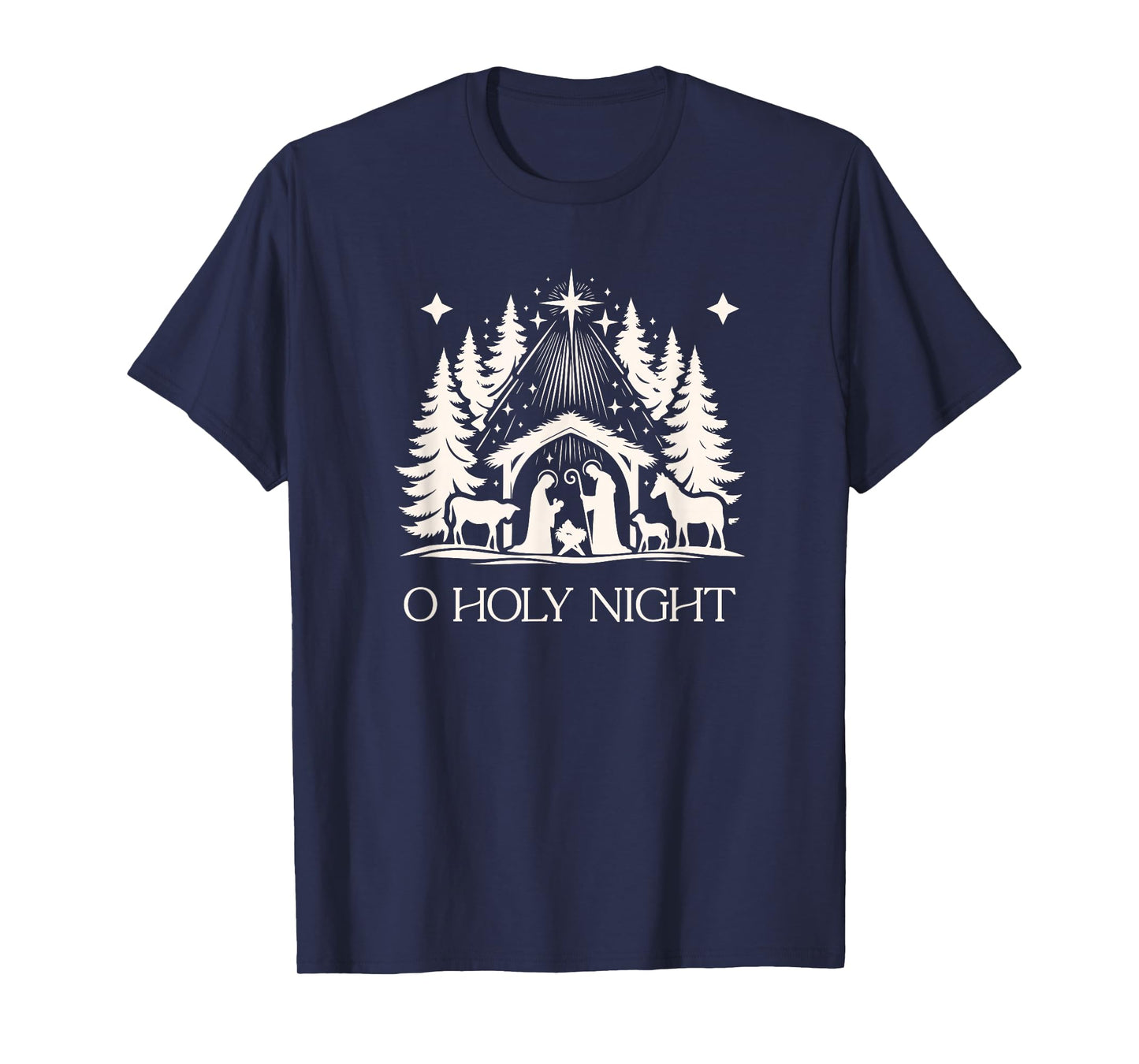 O Holy Night Christmas Nativity Scene Birth of Jesus Creche T-Shirt