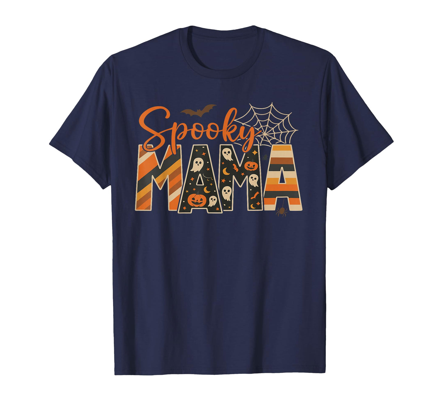 Spooky Mama Funny Mom Halloween Ghost Witch Bat T-Shirt