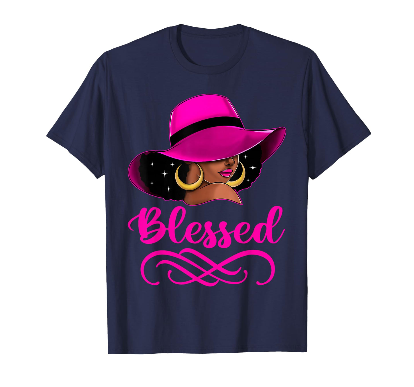 Blessed African American Afro Black Women With Hat Christian T-Shirt